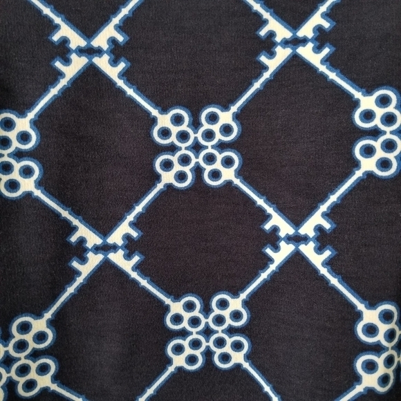 Crown & Ivy Blue/Navy Nautical Key Print 3/4 Sleeves Midi Shift Dress Size XS - Picture 11 of 12